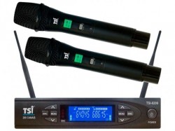 Sistema De Microfone Sem Fio Duplo De Mão Com 200 Canais Uhf | Tsi | 8299-uhf